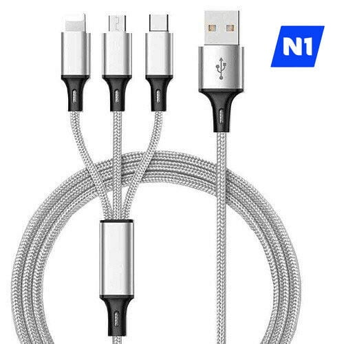3 Year Birthday Blue USB Charging Cable 3 in 1 Retractable Fast Charger Cord Connector for All Phones with Tablets 